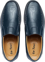 Go Tour Men's Genuine Leather Slip-On Loafers – Lightweight, Flexible & Rubber Outsole