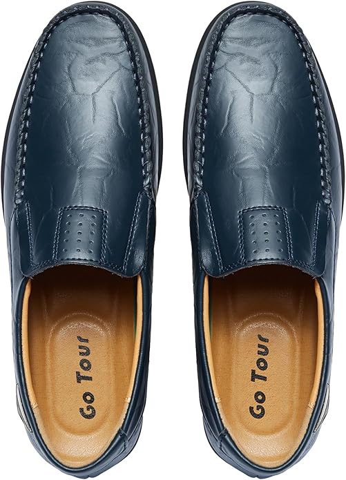 Men's Handmade Genuine Leather Slip-On Loafers – Breathable, Hand-Sewn & Rubber Outsole