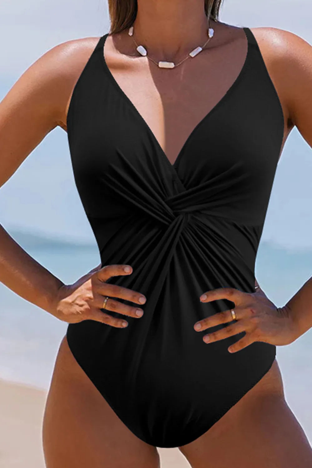 Twisted Crisscross V-Neck One-Piece Swimsuit