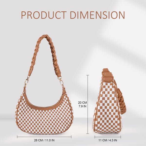 Woven Vegan Leather Hobo Bag - Soft Braided Tote with Spacious Interior