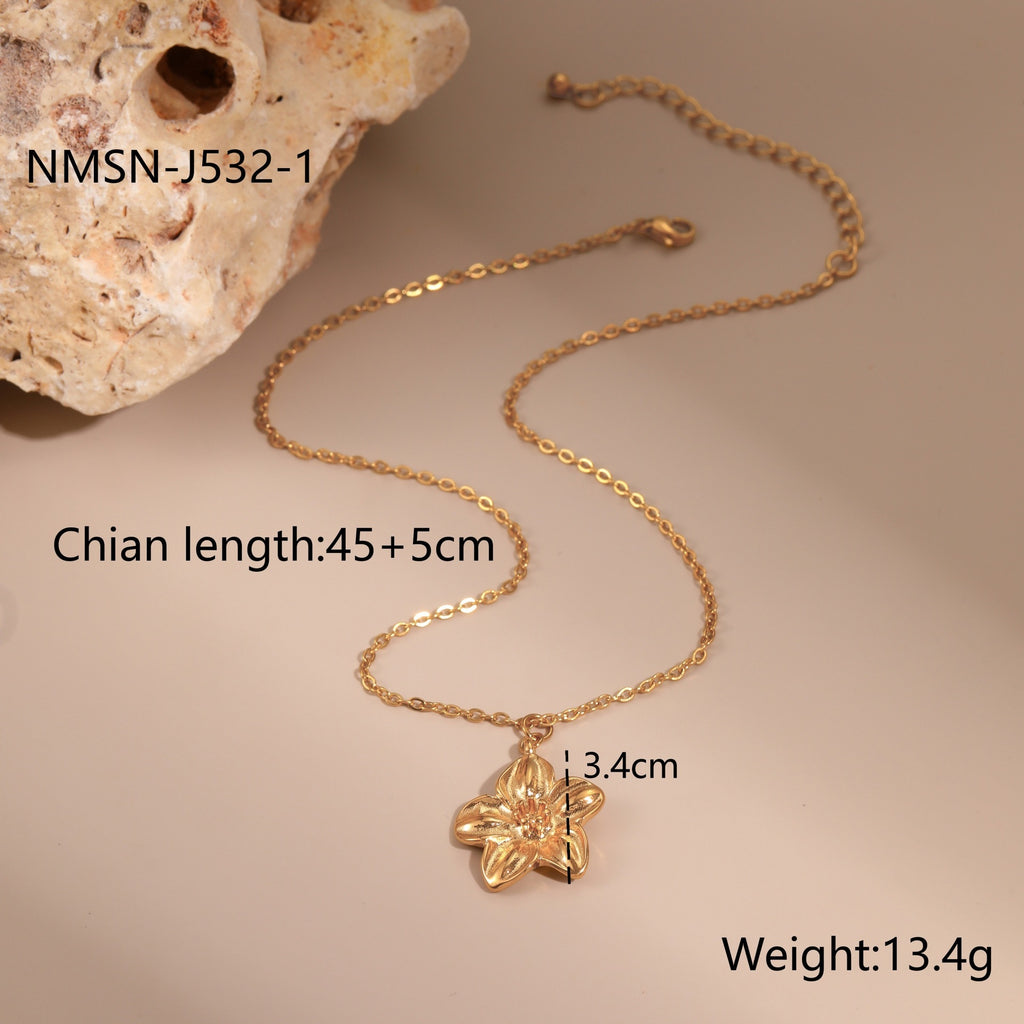 18K Gold Plated Flower Jewelry Set | Necklace, Earrings & Ring for Women