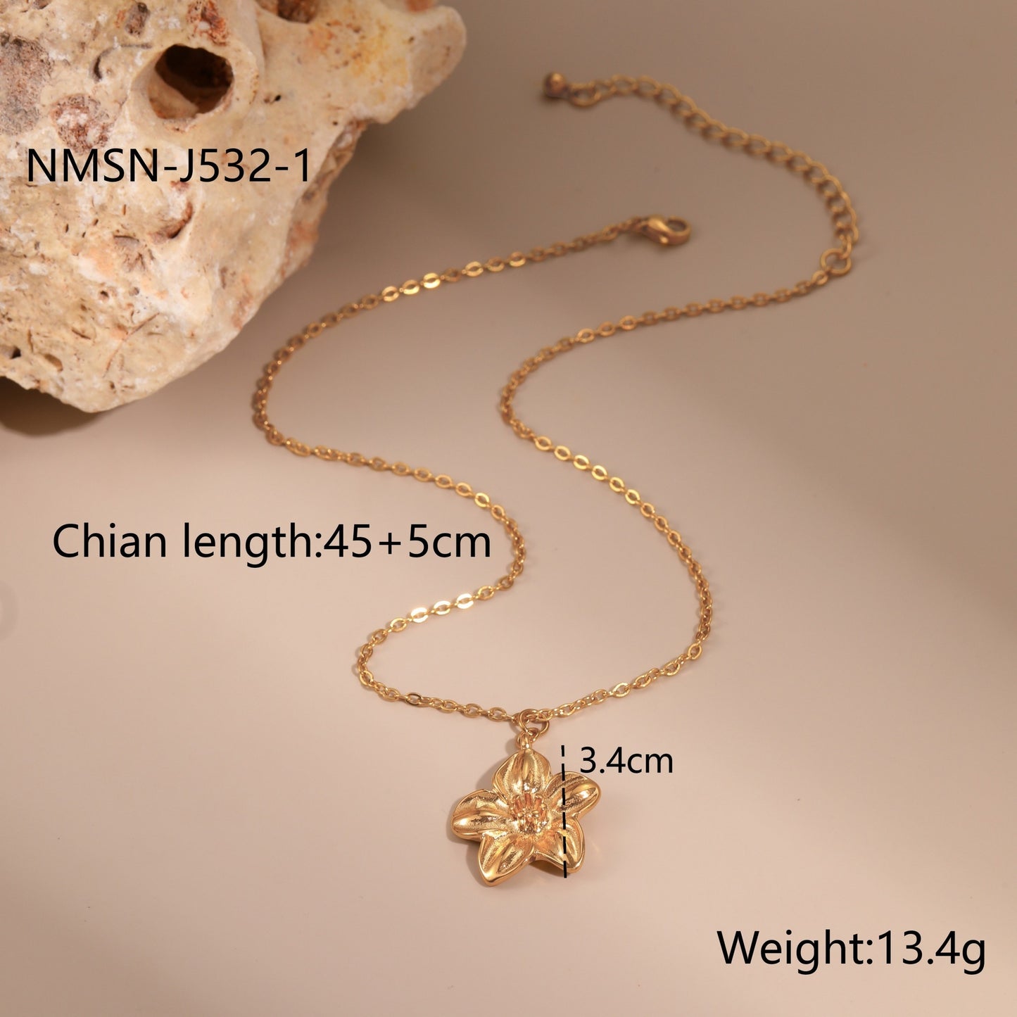 18K Gold Plated Flower Jewelry Set | Necklace, Earrings & Ring for Women