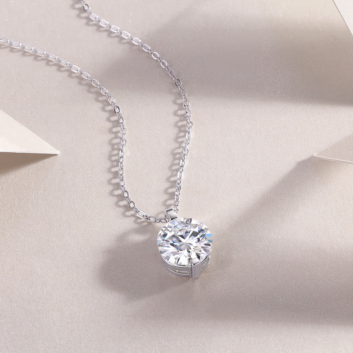 Moissanite Pendant Necklace – 925 Sterling Silver & Platinum Plated | 0.5–5 Carat