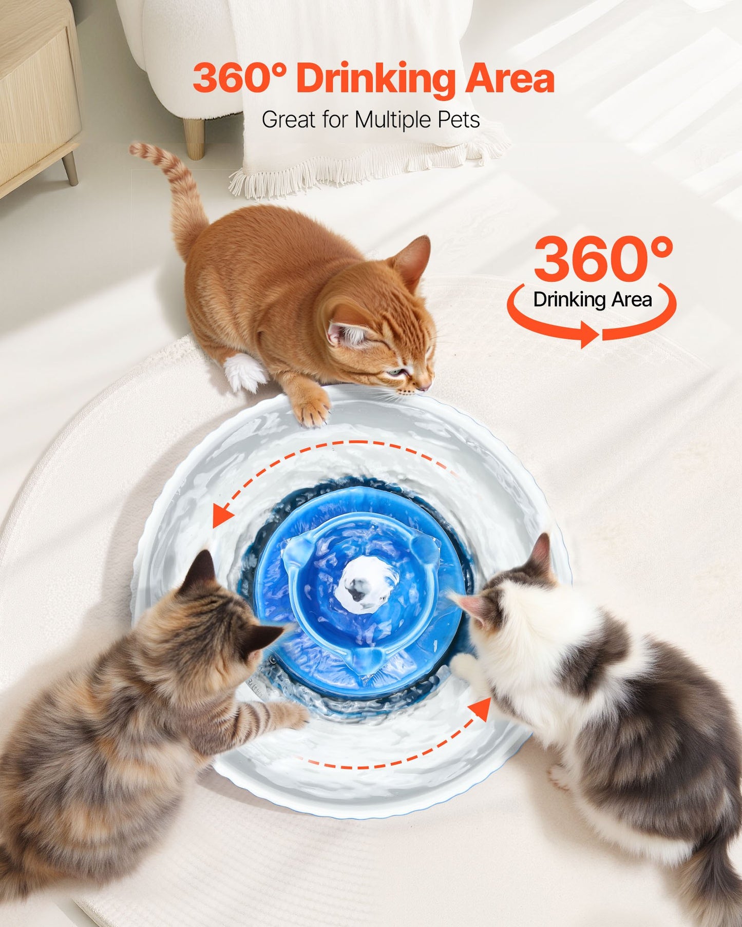Ceramic Pet Water Fountain 2.1L – Quiet Automatic Cat & Dog Water Dispenser