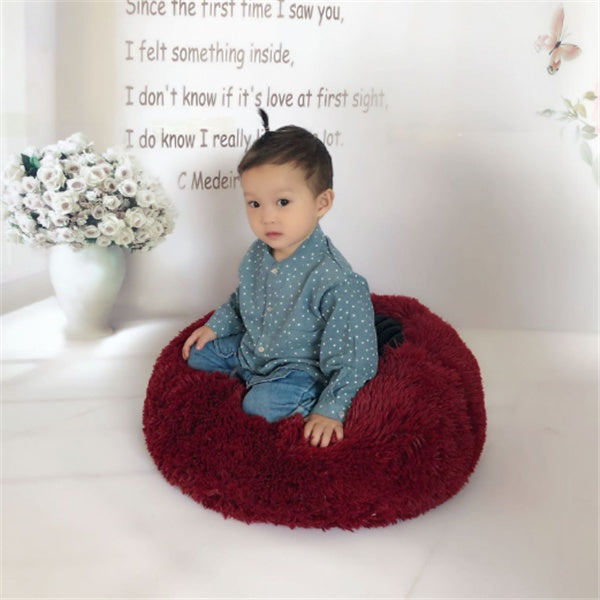 Plush Round Cat Bed – Ultra Soft Faux Fur Nest for Cats & Small Dogs