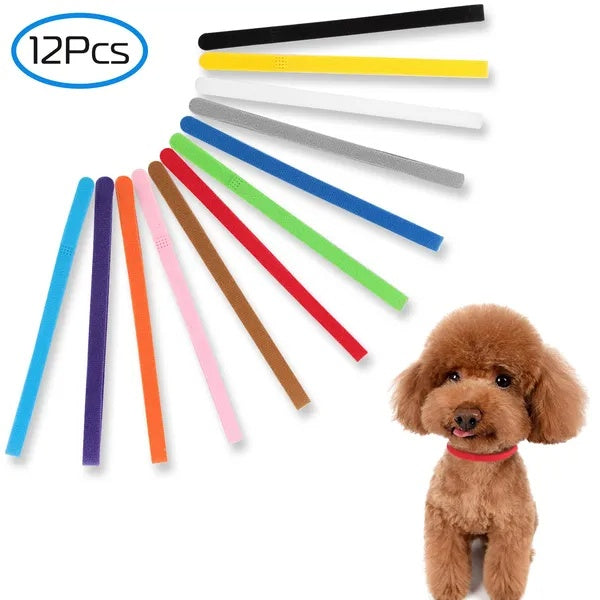 Puppy ID Collars Set of 12 – Soft Adjustable Whelping Bands for Newborn Litter Identification