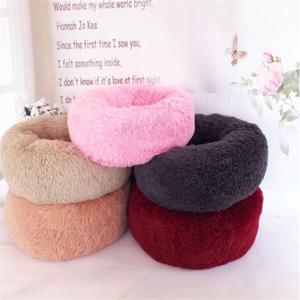 Plush Round Cat Bed – Ultra Soft Faux Fur Nest for Cats & Small Dogs