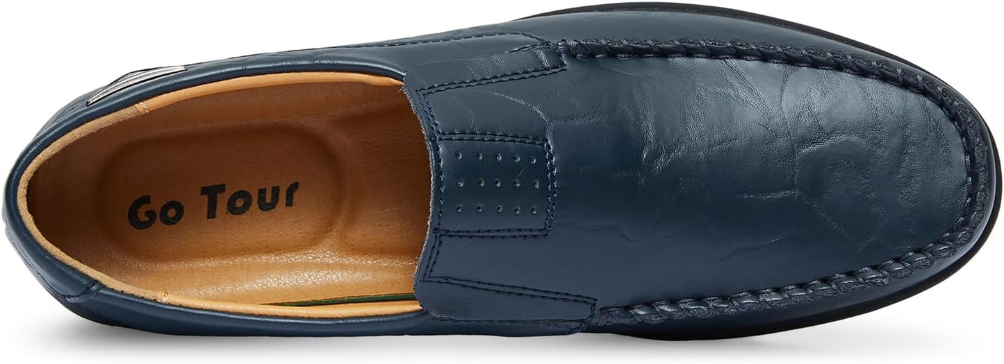 Men's Handmade Genuine Leather Slip-On Loafers – Breathable, Hand-Sewn & Rubber Outsole
