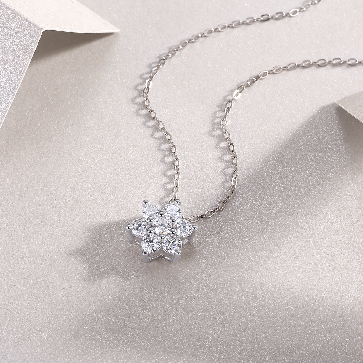 Snowflake Moissanite Pendant Necklace | S925 Sterling Silver & Platinum Plating