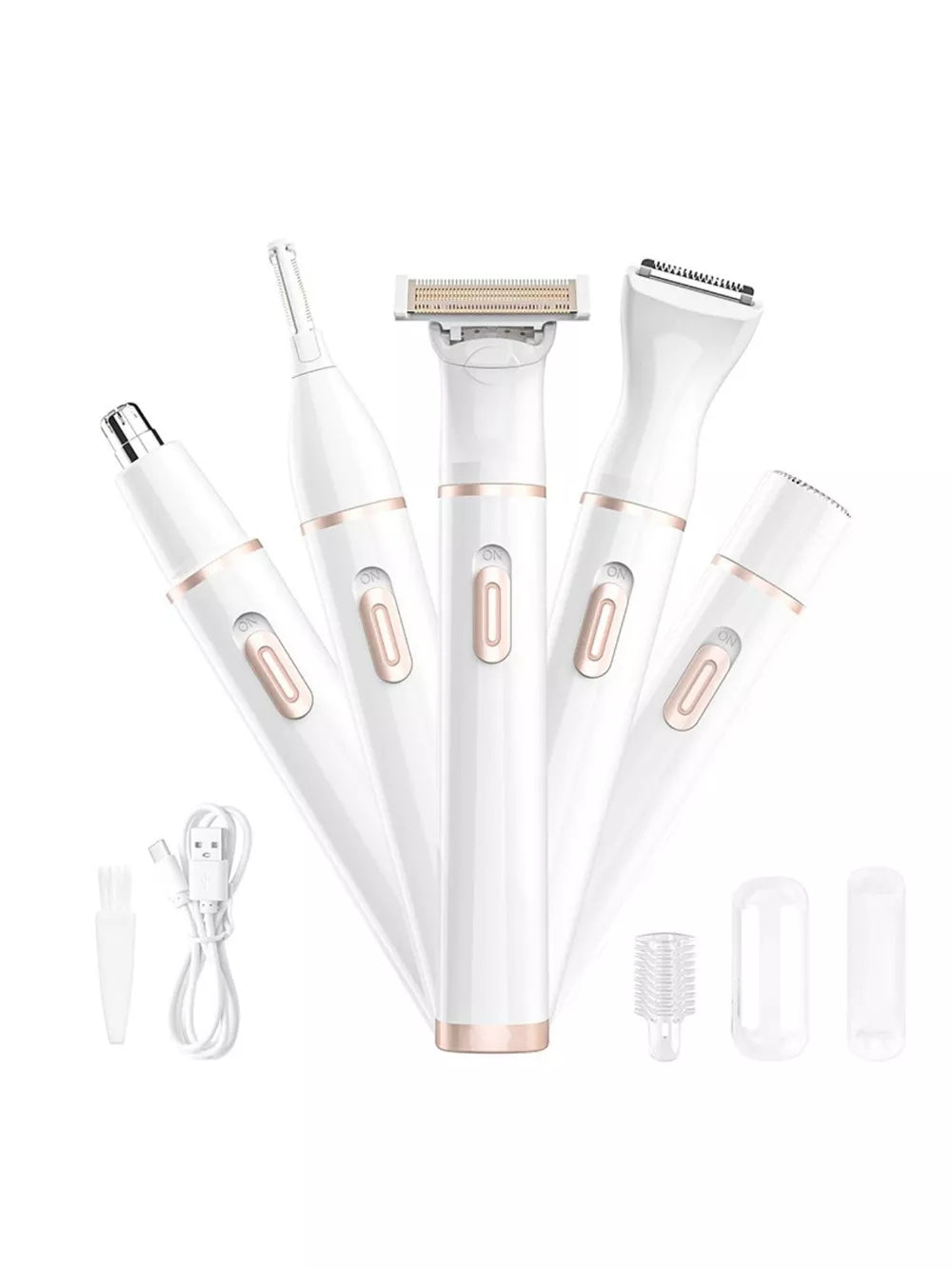 5-in-1 Rechargeable Hair Removal Device – Waterproof | Multi-Functional Electric Trimmer
