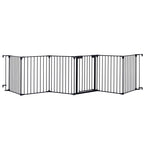 150" Adjustable Safety Gate – 6-Panel Metal Baby & Pet Fence with Walk-Through Door