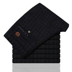 Men's Plaid Cotton Linen Straight Leg Casual Pants