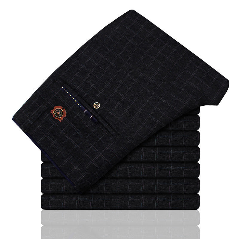 Men's Plaid Cotton Linen Straight Leg Casual Pants