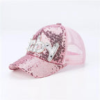 Satin Embroidered Baseball Cap – Unisex Letter Print Sun Hat