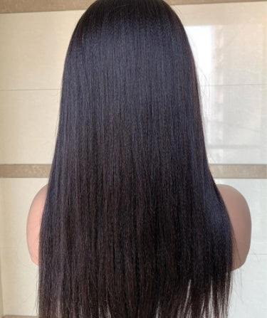 Long Straight Black Wig with Bangs - Heat Resistant Fiber