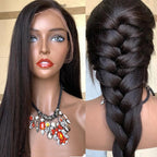 Long Straight Black Wig with Bangs | Heat Resistant Synthetic Fiber