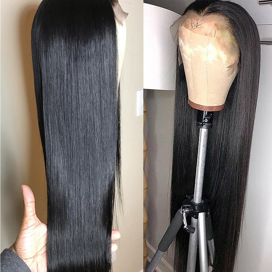 Long Straight Black Wig - Heat Resistant Synthetic Fiber