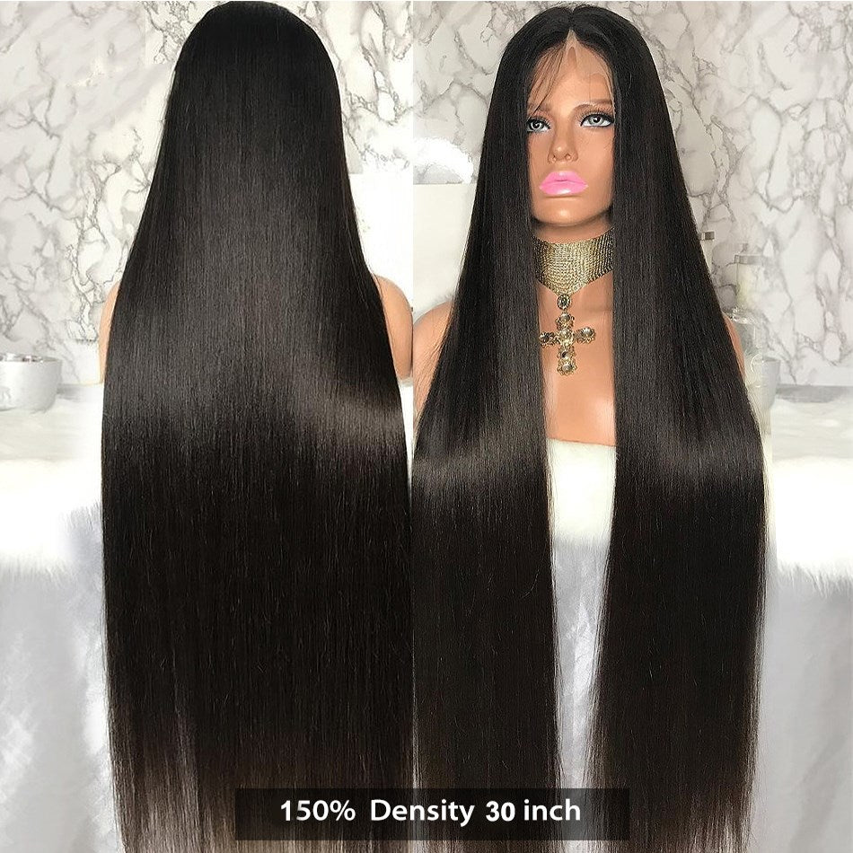 Long Straight Black Wig - Heat Resistant Synthetic Fiber