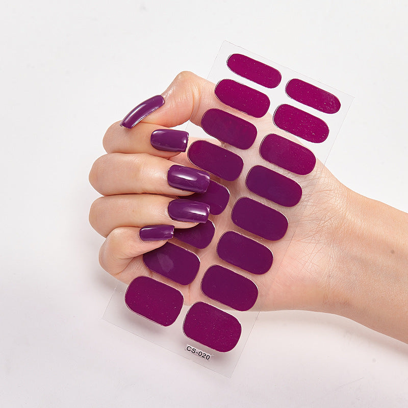 Pure Color Nail Stickers – 16 Solid Shades | Press-On Nail Art Strips