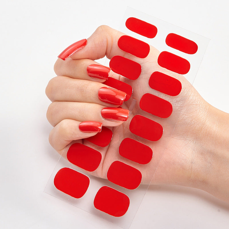 Pure Color Nail Stickers – 16 Solid Shades | Press-On Nail Art Strips