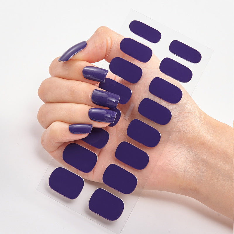 Pure Color Nail Stickers – 16 Solid Shades | Press-On Nail Art Strips