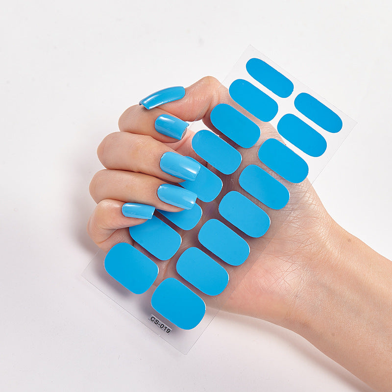 Pure Color Nail Stickers – 16 Solid Shades | Press-On Nail Art Strips