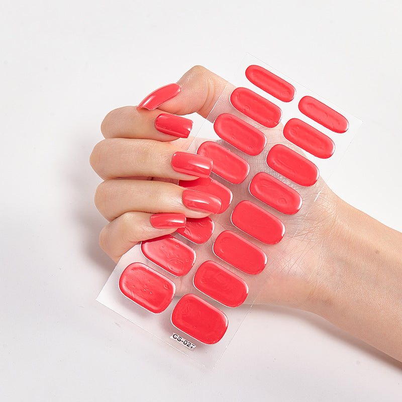 Pure Color Nail Stickers – 16 Solid Shades | Press-On Nail Art Strips