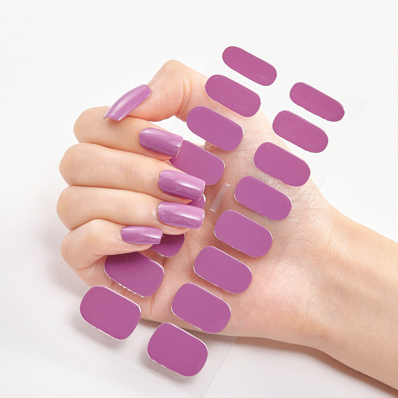 Pure Color Nail Stickers – 16 Solid Shades | Press-On Nail Art Strips