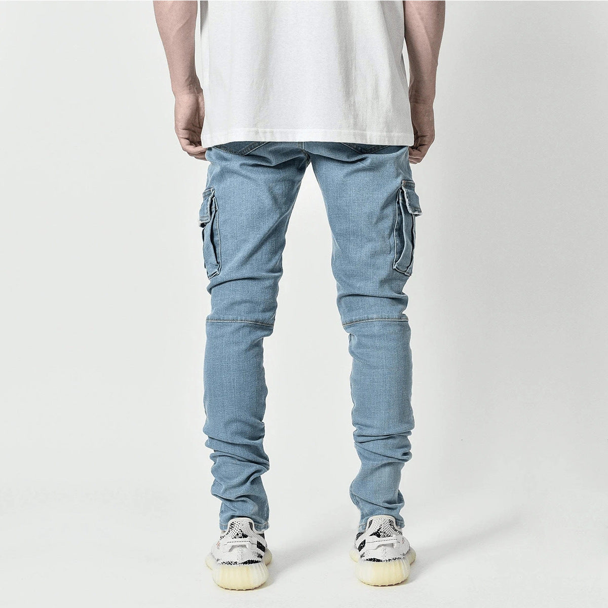 Men's Multi-Pocket Cargo Jeans - Durable Cotton Denim Work Pants