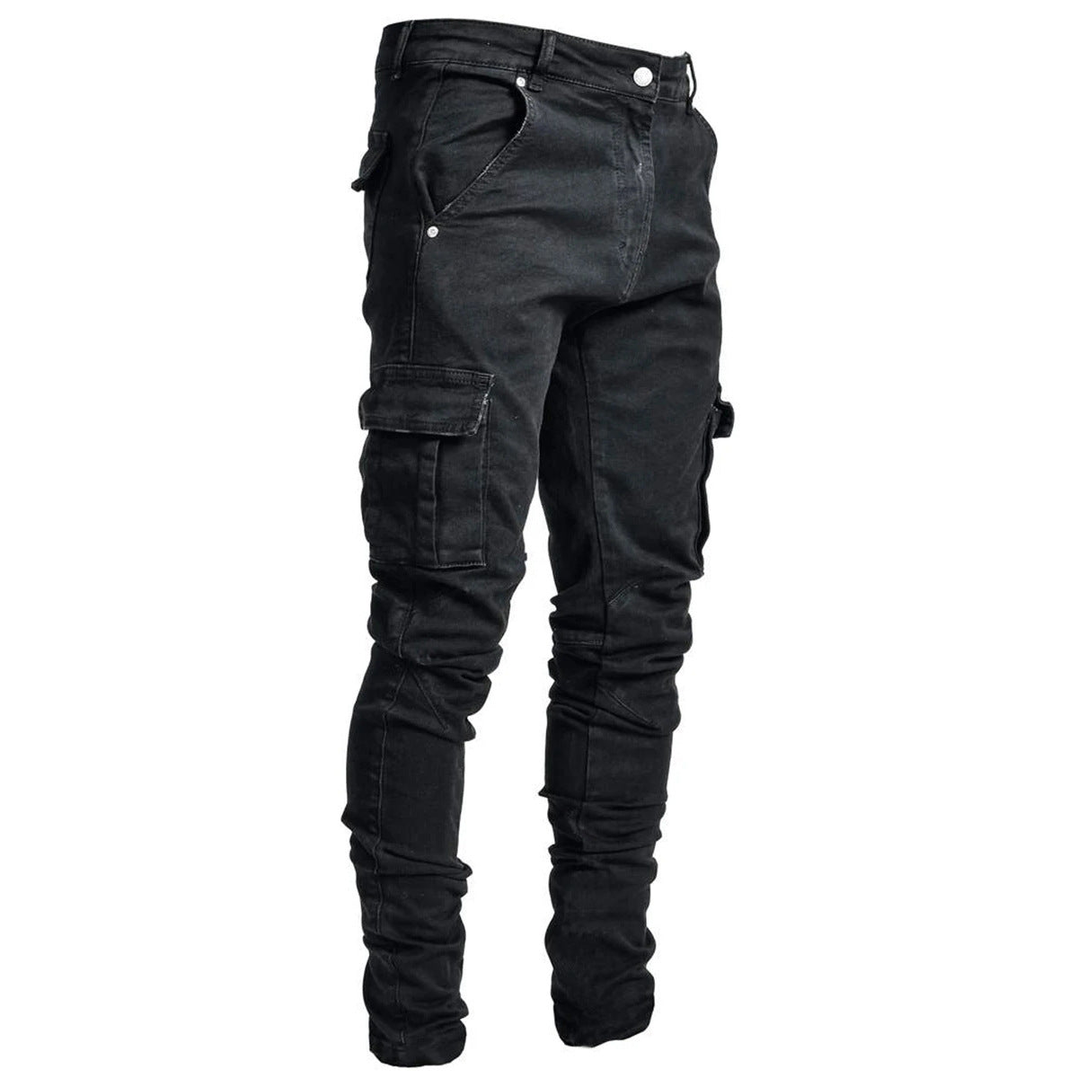 Men's Multi-Pocket Cargo Jeans - Durable Cotton Denim Work Pants