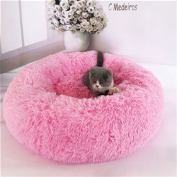 Plush Round Cat Bed – Ultra Soft Faux Fur Nest for Cats & Small Dogs