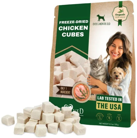 Premium Freeze-Dried Raw Pet Food Cubes for Dogs & Cats - 5.3oz High-Protein Training Treats