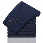 Men's Plaid Cotton Linen Straight Leg Casual Pants