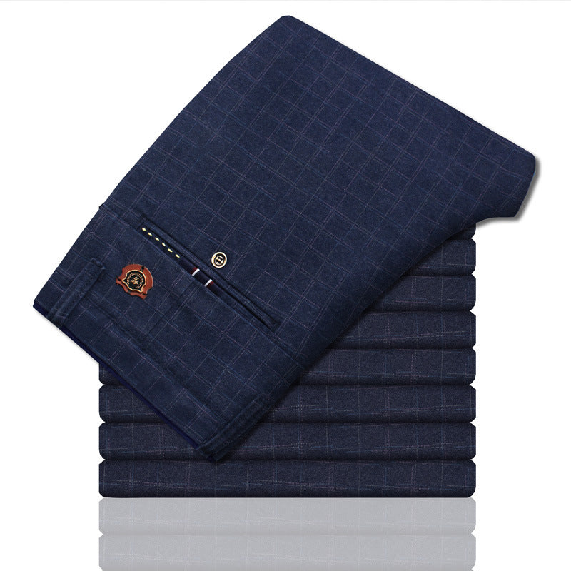 Men's Plaid Cotton Linen Straight Leg Casual Pants