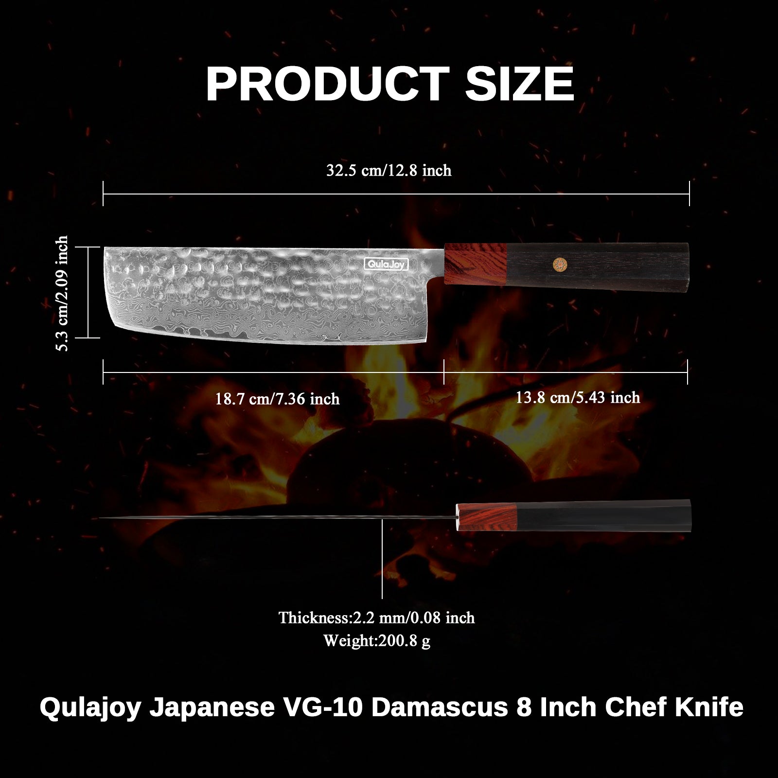Professional 8-Inch Damascus Chef Knife | VG-10 Japanese Steel | 67-Layer Hand-Hammered Blade