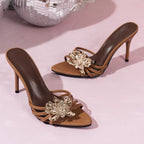 Women's Open Toe Stiletto Sandals – High Heel PU Leather