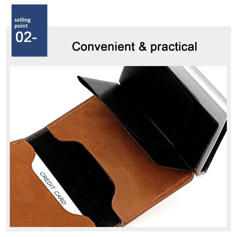 Men's RFID Blocking Leather Wallet with Snap Closure - Slim Bifold Card Holder