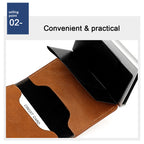 Men's RFID Blocking Leather Wallet with Snap Closure - Slim Bifold Card Holder