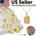 Personalized Gold Initial Necklace – Stainless Steel Letter Pendant | Figaro Chain
