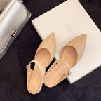 Women's Pointed Toe Flat Sandals – Sleek Minimalist PU Leather
