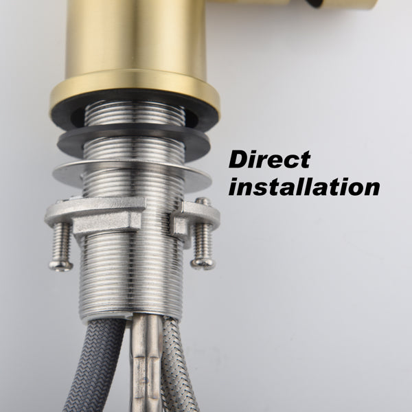 Brushed Gold Kitchen Faucet with Pull-Down Sprayer | Single Handle High Arc 360° Swivel Spout | 3-Spray Modes