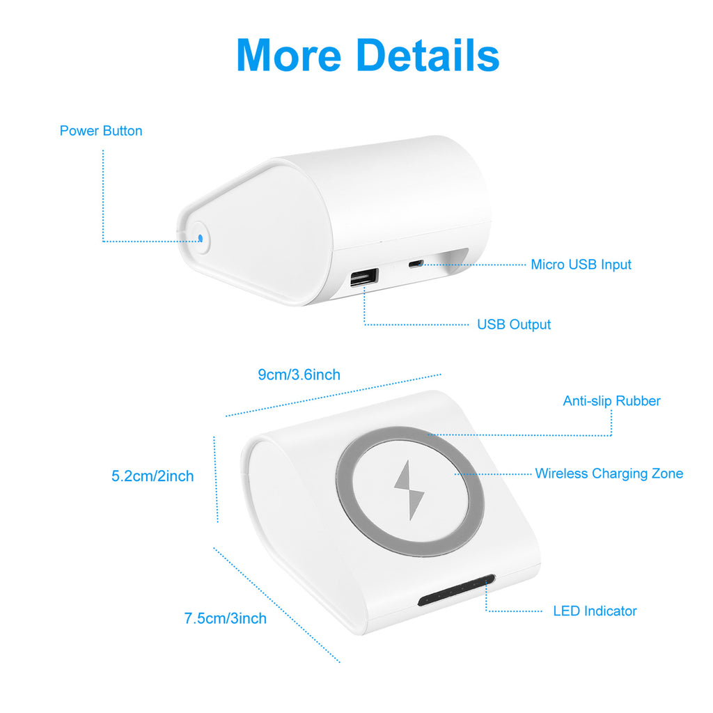 Wireless Power Bank 10400mAh - Qi Fast Charging Portable Charger for iPhone & Samsung