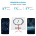 Wireless Power Bank 10400mAh - Qi Fast Charging Portable Charger for iPhone & Samsung