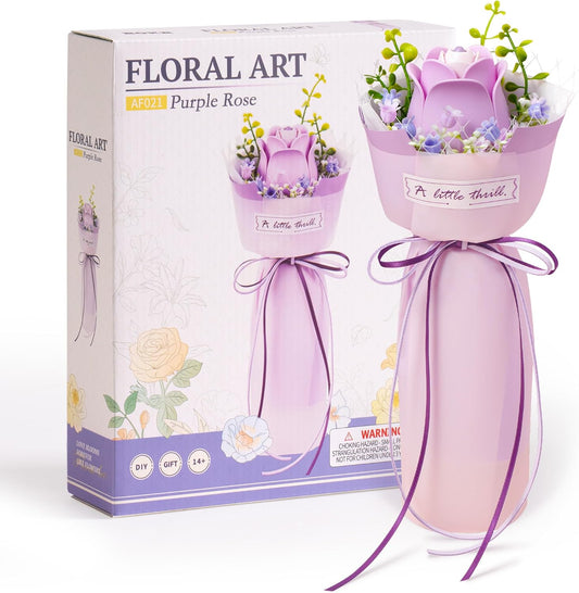 3D Flower Puzzle Kit - Purple Rose Bouquet for Adults