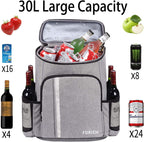 FORICH 30L Insulated Cooler Backpack – Leakproof, 30-Can Capacity for Camping, Hiking & Picnics
