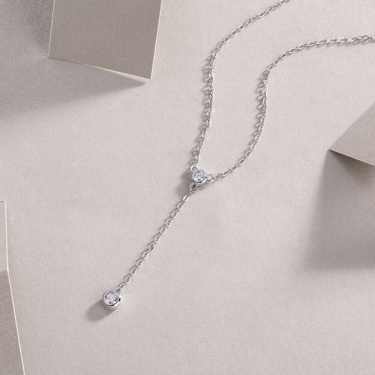 Moissanite Tassel Pendant Necklace Set | S925 Sterling Silver & Platinum Plated