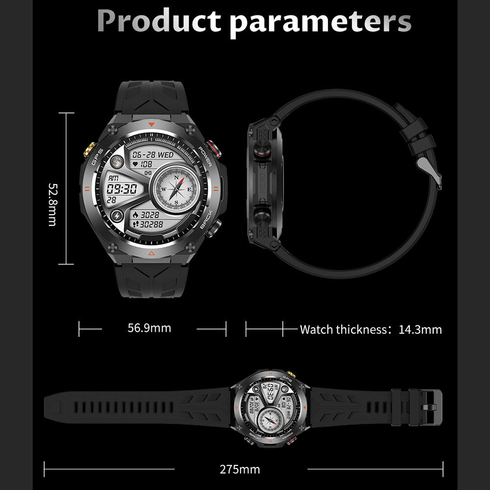 SENBONO GPS Smart Watch for Men – 1.45" HD Display, Built-In GPS, Altimeter, Barometer & Compass