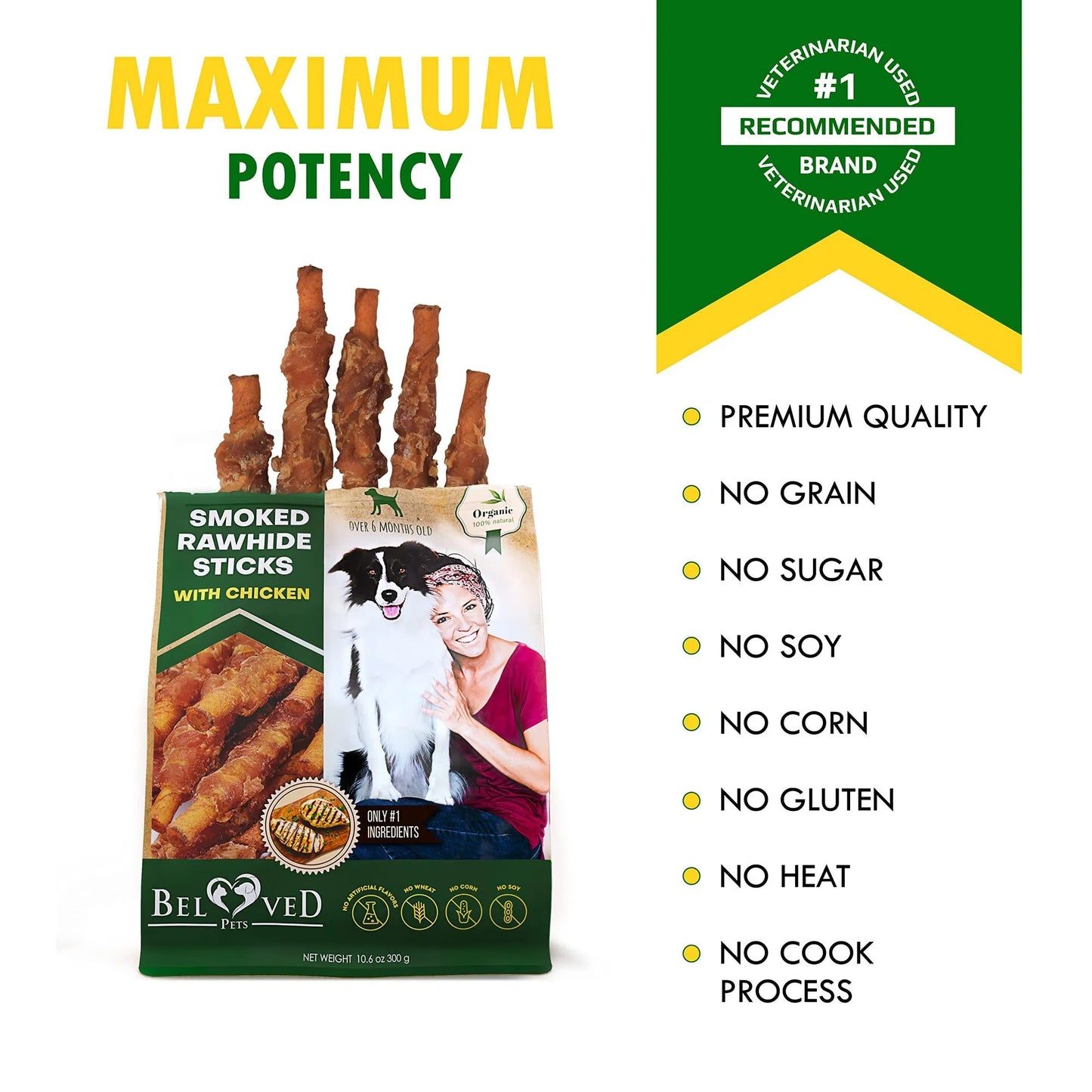 Premium Chicken-Wrapped Rawhide Sticks for Dogs – Natural Dental Chews