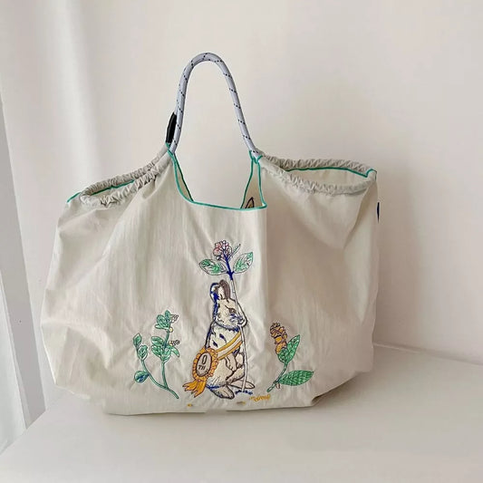 Embroidered Lightweight Canvas Tote Bag