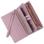 Leather Long Wallet – Slim PU Bifold for Women
